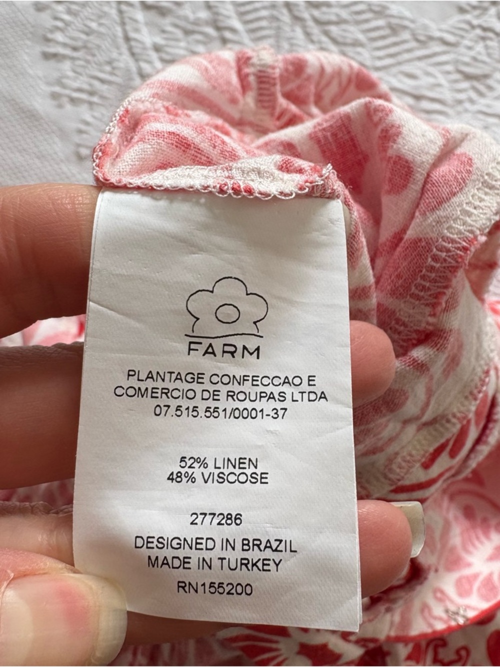 Farm Rio Carmina Linen Blend Button Front Jumpsuit red white size S - Picture 12 of 16